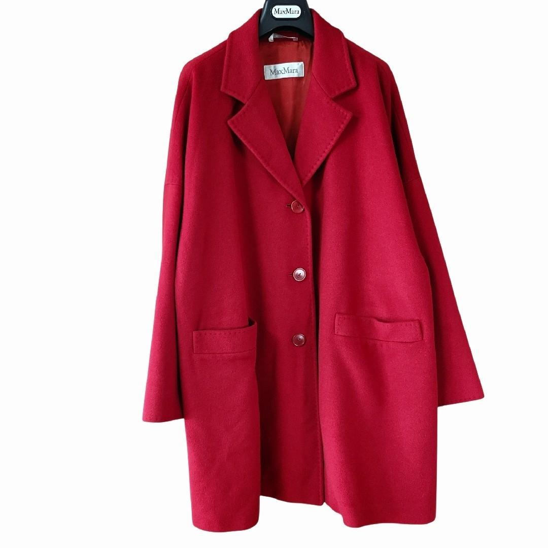 マックスマーラ　白タグ　ウールカシミヤアンゴラ混　オーバーサイズチェスターコート