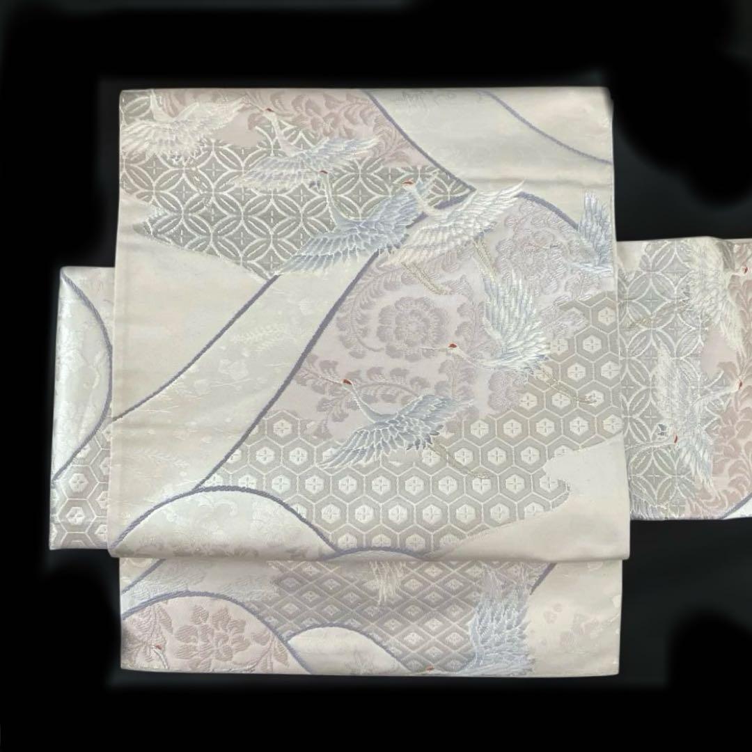 袋帯　ワンタッチ作り帯　マジックテープ【彩錦プラチナ箔】二重太鼓　付け帯