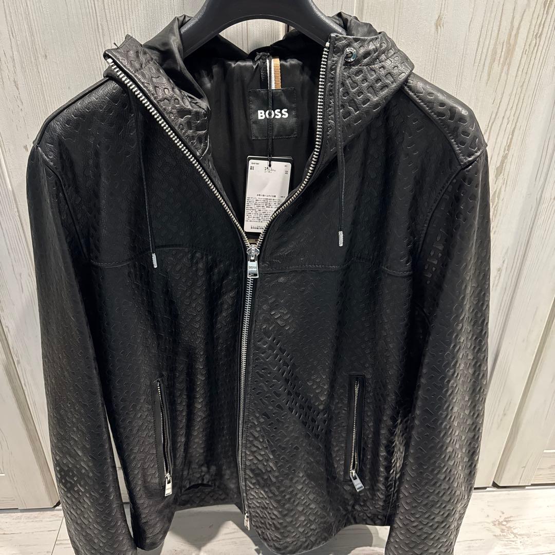 XXLサイズ/現行●HUGO BOSS レザージャケット エンボス