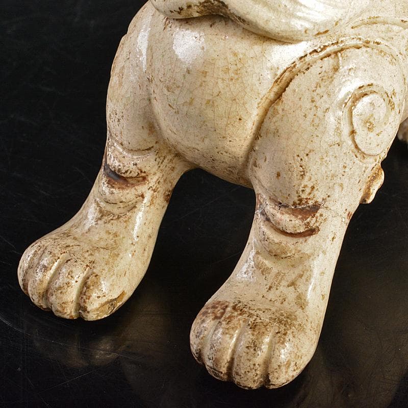 二代　楽吉左エ門　田中常慶作　楽焼　白楽獅子香炉　時代箱付　V　R7444