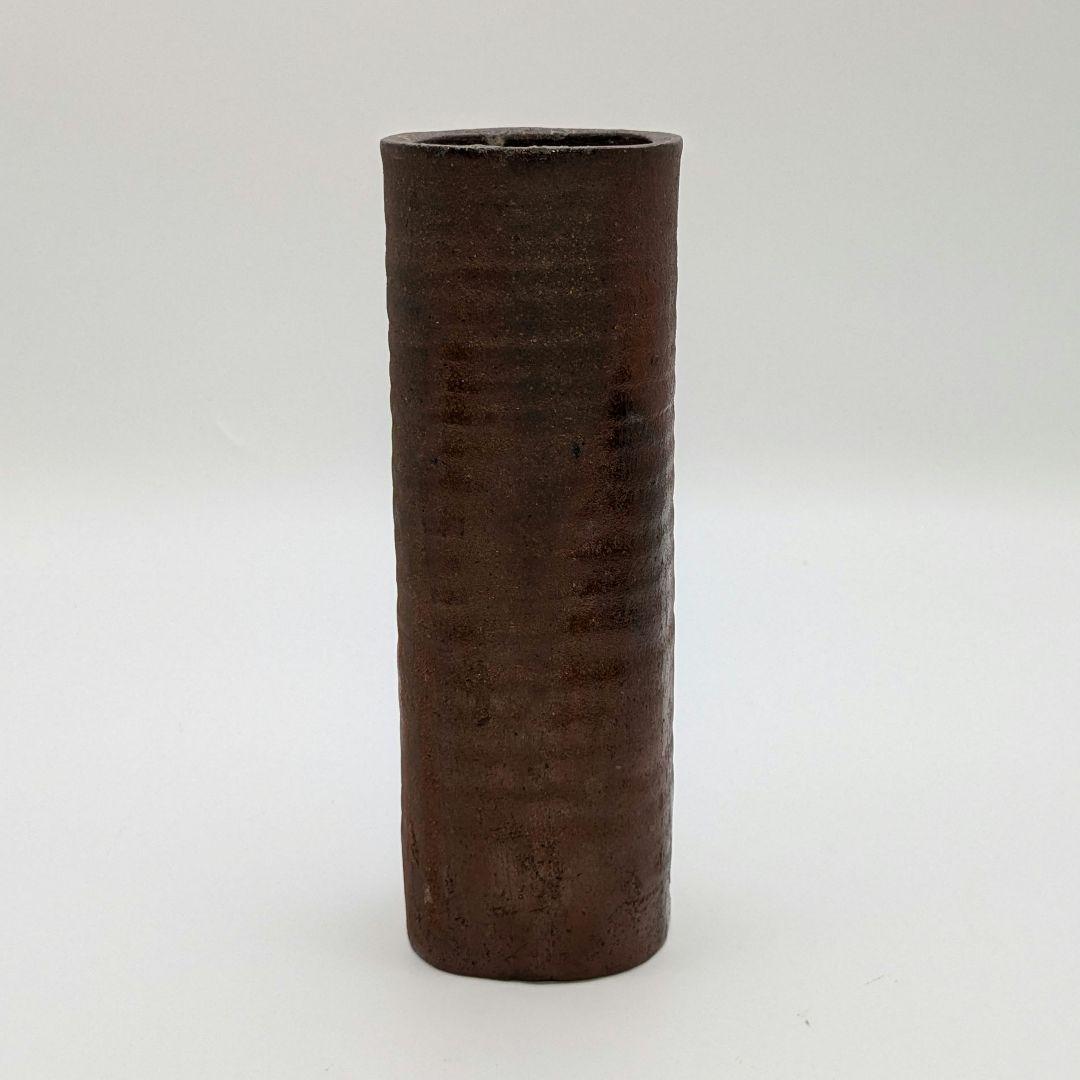 岡山県重要無形文化財 伊勢崎満 備前焼 緋襷四方花入 合箱 花瓶 花器 花生