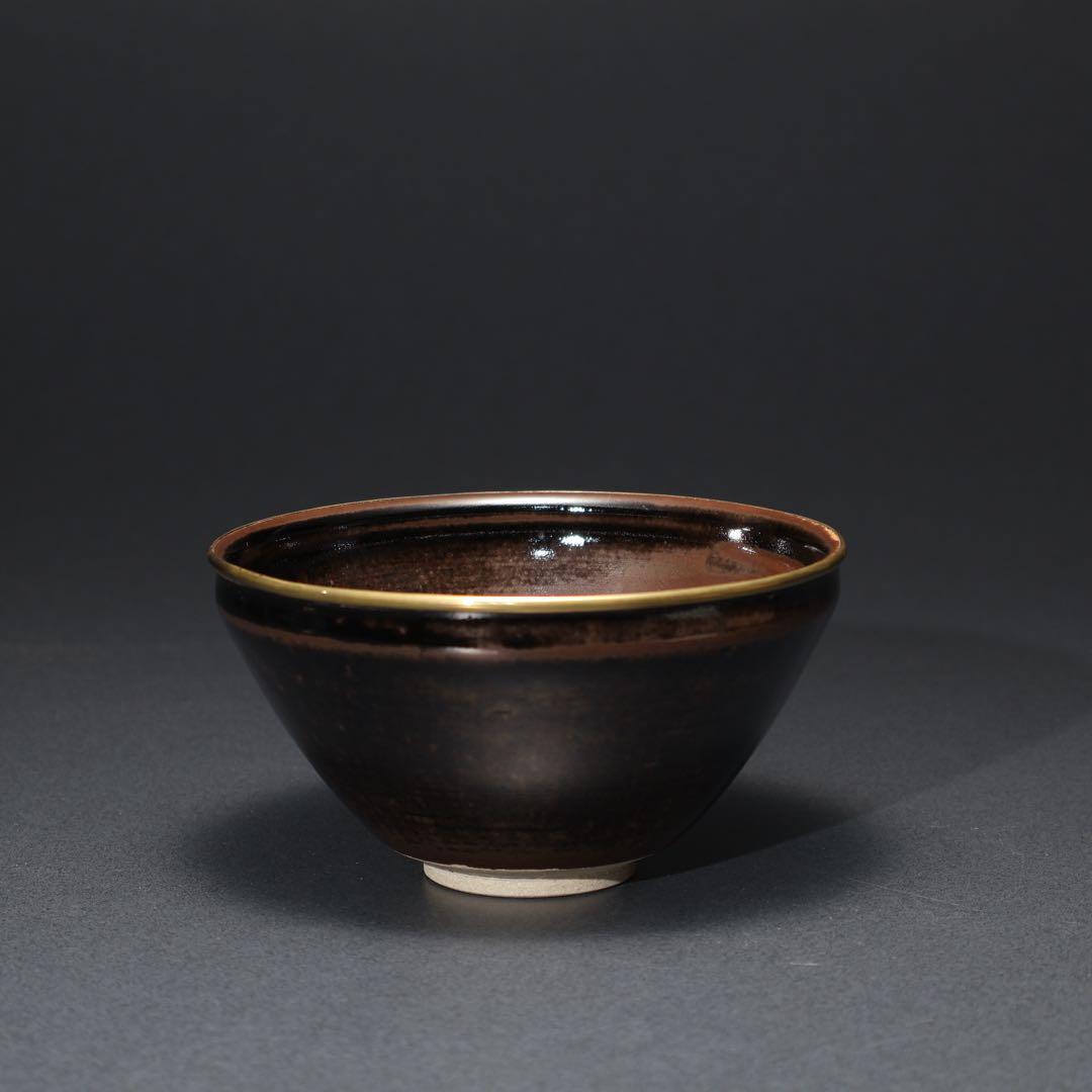 【抹茶碗】　天目茶碗　仕覆付き　覆輪　紙箱　R1531お16