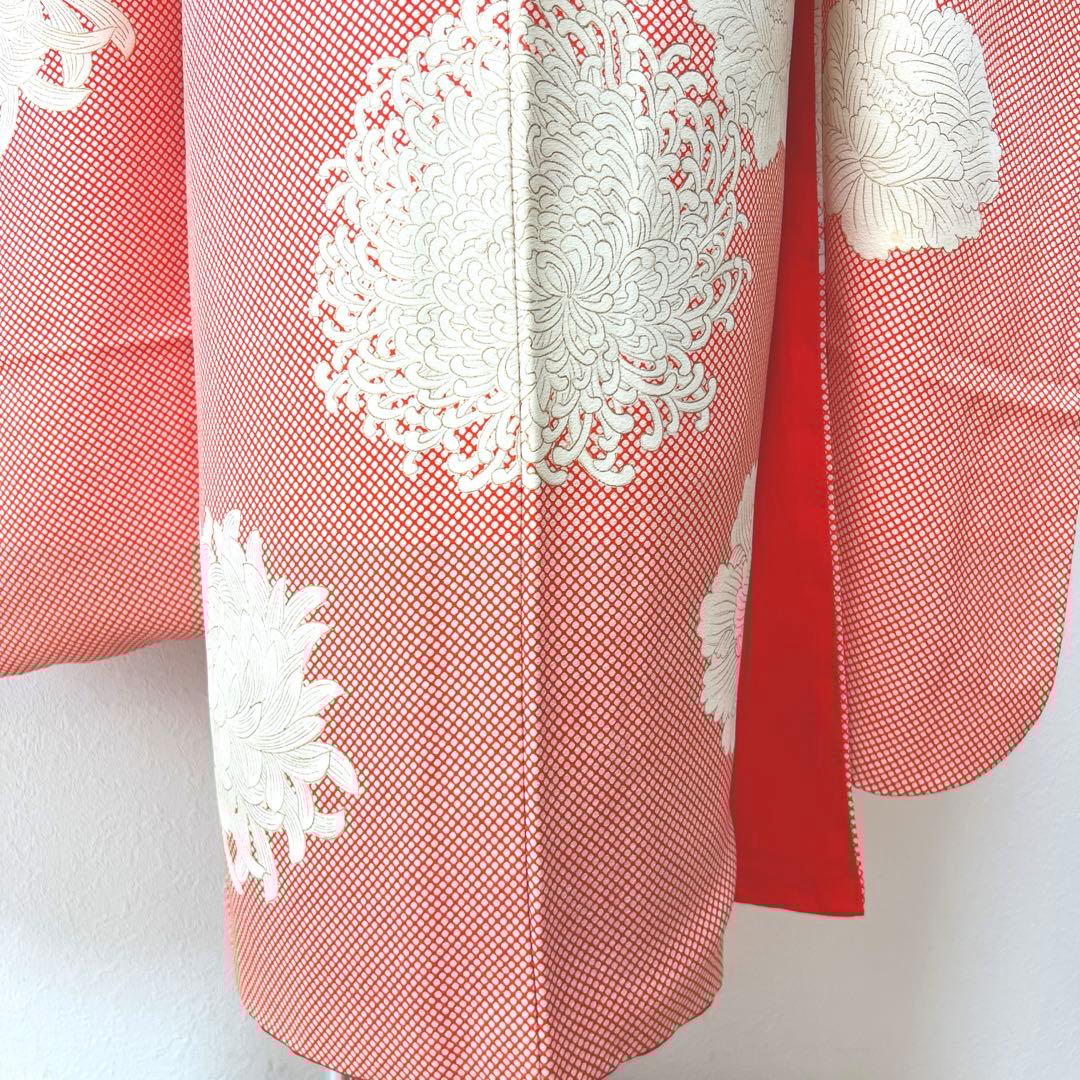 373 振袖フルセット 正絹 朱赤 橙オレンジ 金彩 手描き 小柄さん レトロ