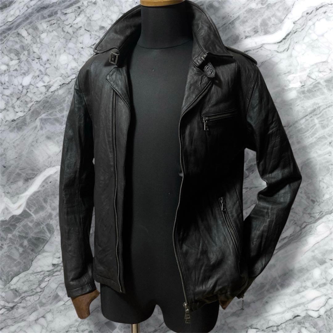 超美品 バーバリーブラックレーベル ライダースジャケット レザージャケット