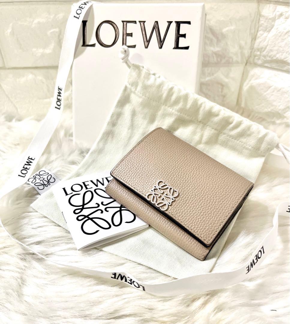 【monpi様】LOEWE トライフォールド 三つ折り財布 グレージュ 箱・巾着