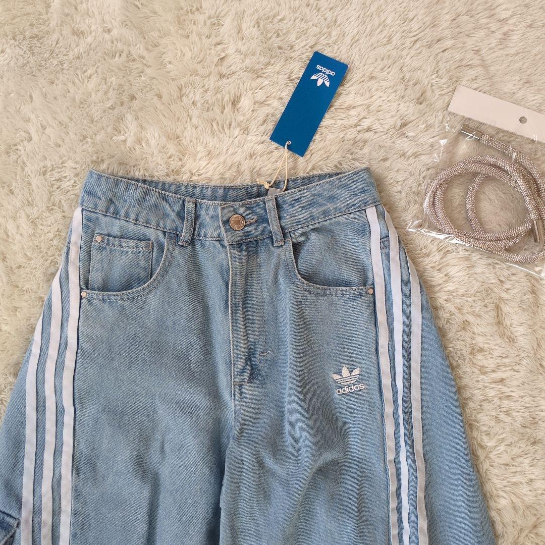 美品 adidas デニム カーゴパンツ ベルト付き　24