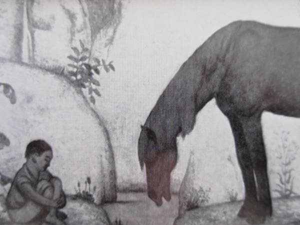 小杉未醒　飲馬　画集より　状態良好　新品額付