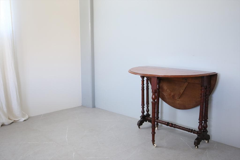 英国アンティーク木製ゲートレッグテーブル/ダイニング机/バタフライ(89-218