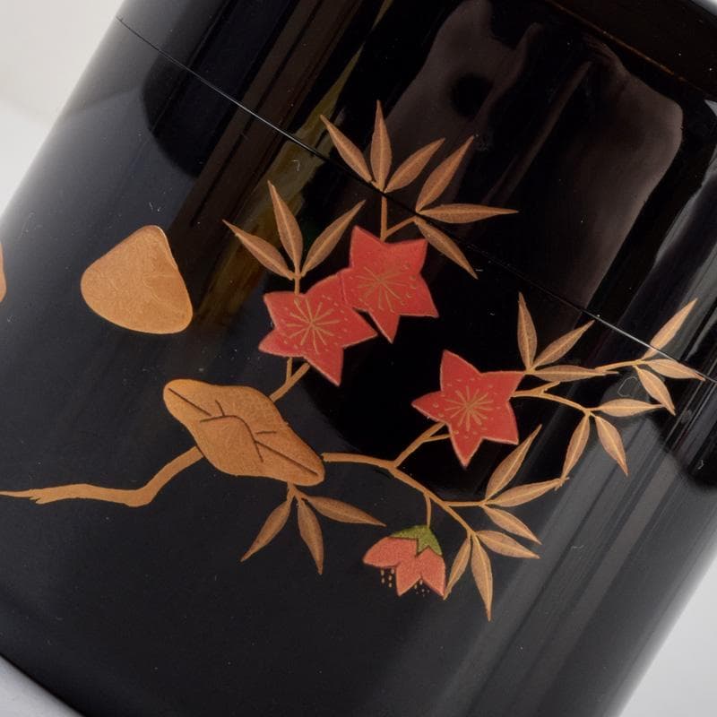 茶道具　加賀蒔絵師　竹内幸斎作　立雛蒔絵　雪吹　棗　共箱　M　R9304