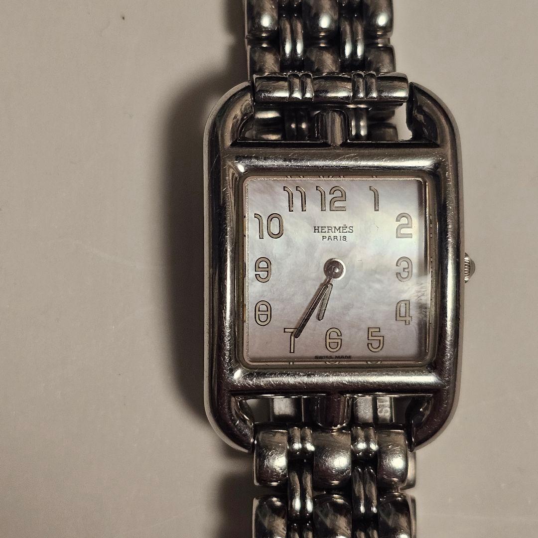 HERMES エルメス　ケープコッド希少ピンク文字盤レディース腕時計　稼働良好。