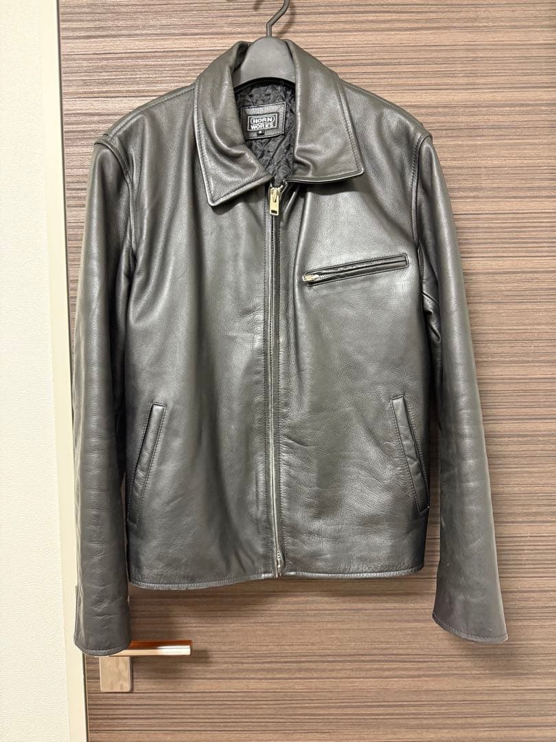 HORN WORKS グレー レザーシングルライダース