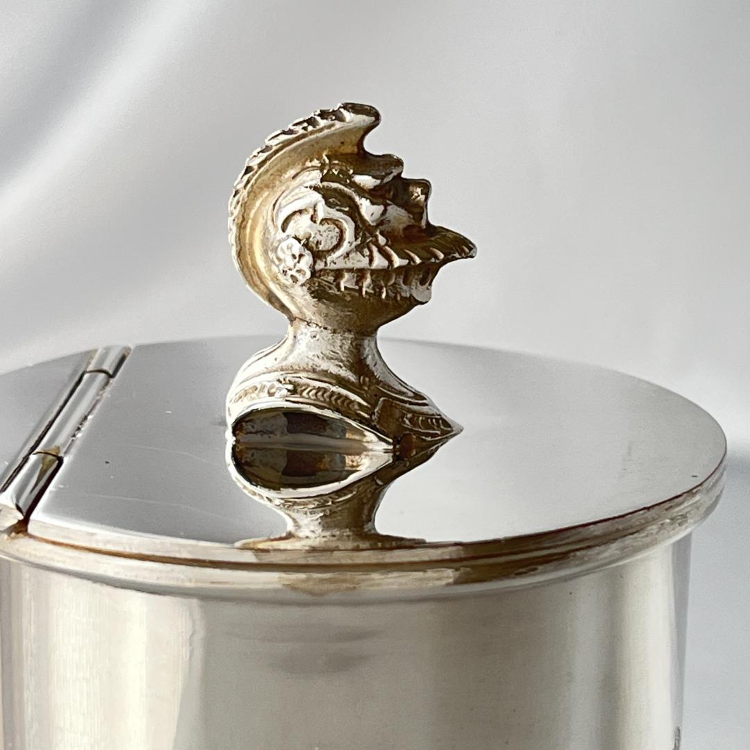 【E H Parkin & Co】騎士のティーキャディー【シルバープレート】