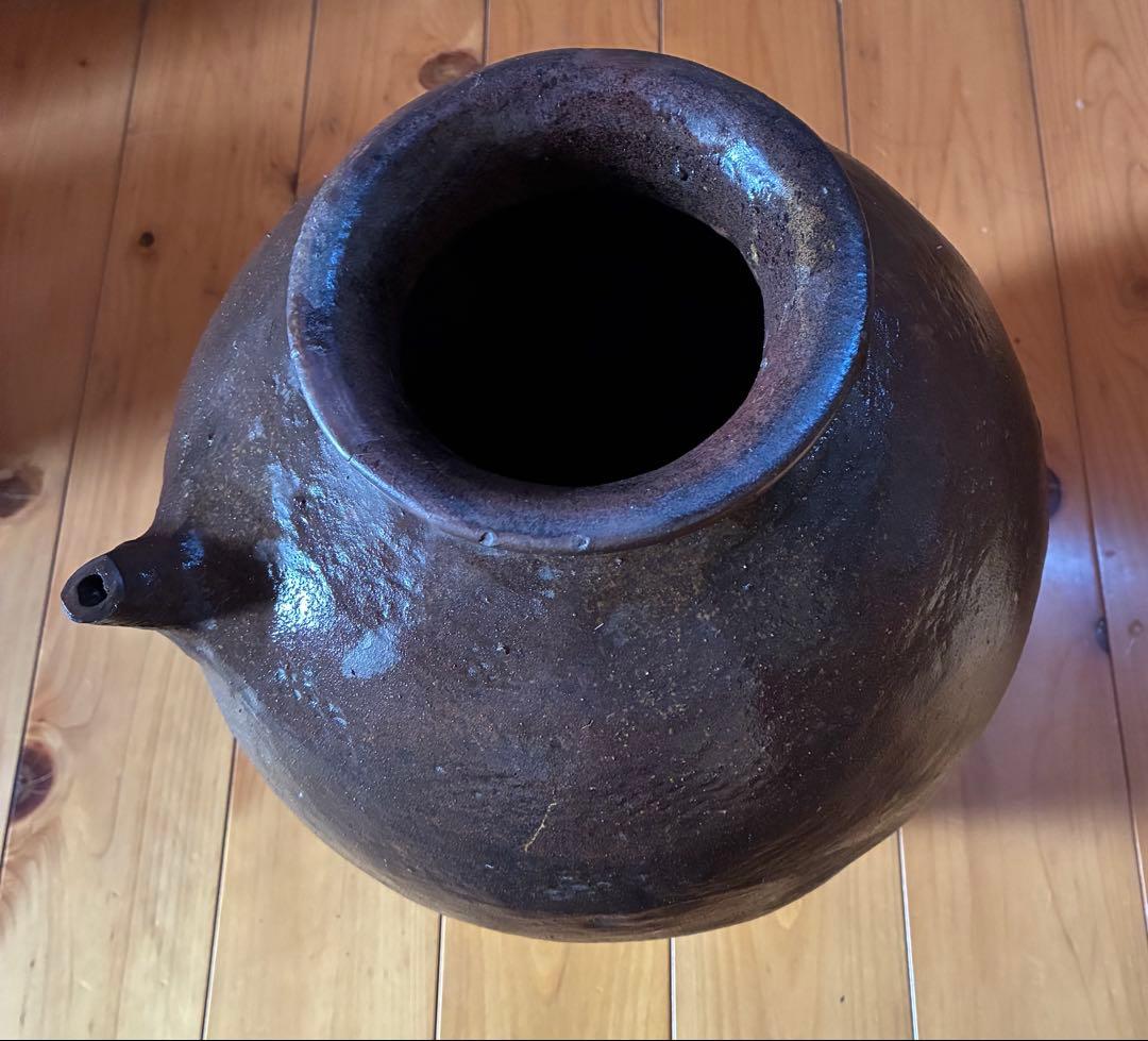 古民具 陶器製 壺 注ぎ口付き