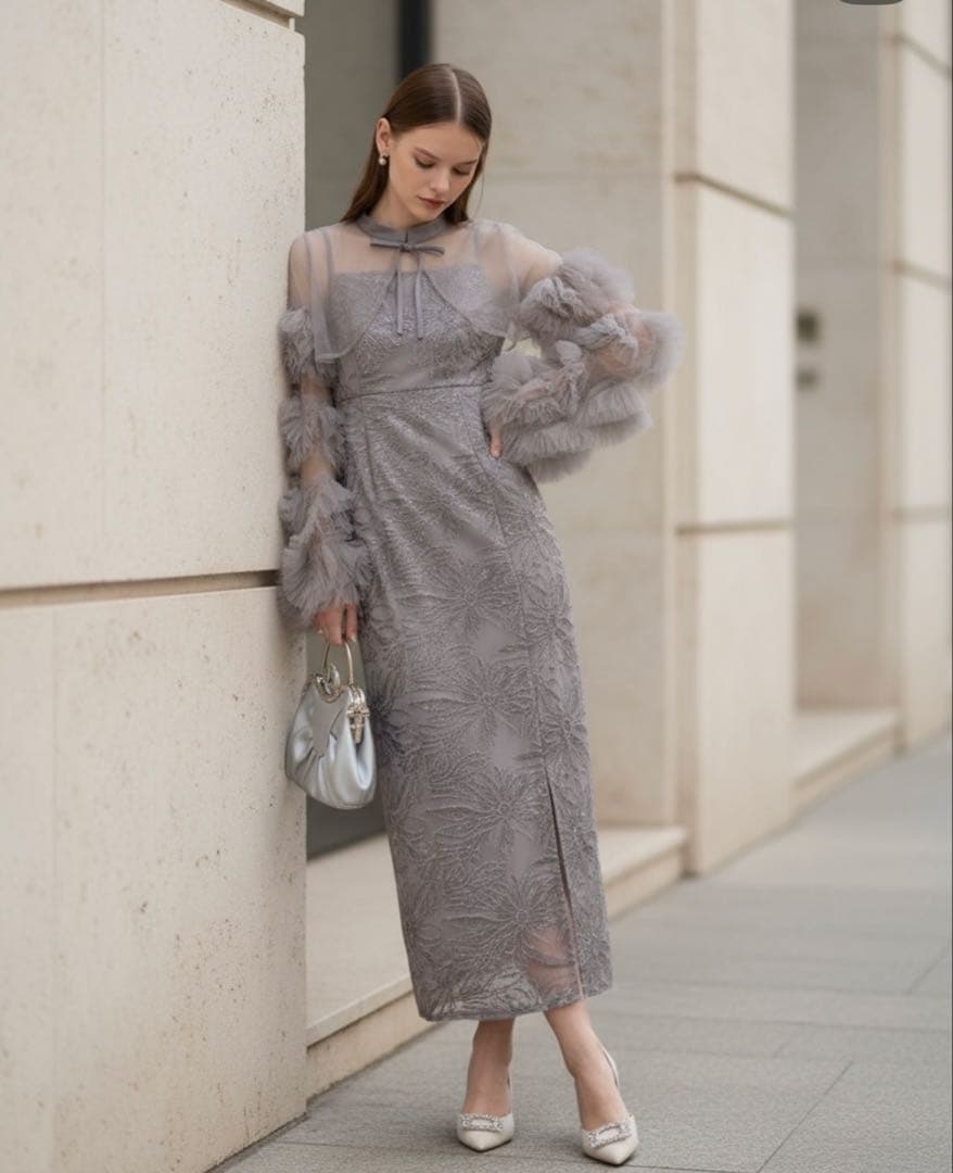 《LEJA》フリル付きシースルーグレードレス