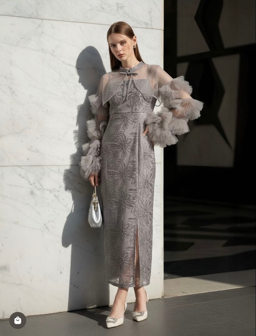 《LEJA》フリル付きシースルーグレードレス