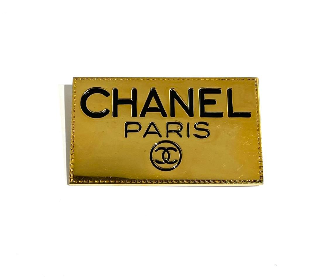 CHANEL シャネル ブローチ ゴールド ロゴ スクエア プレート