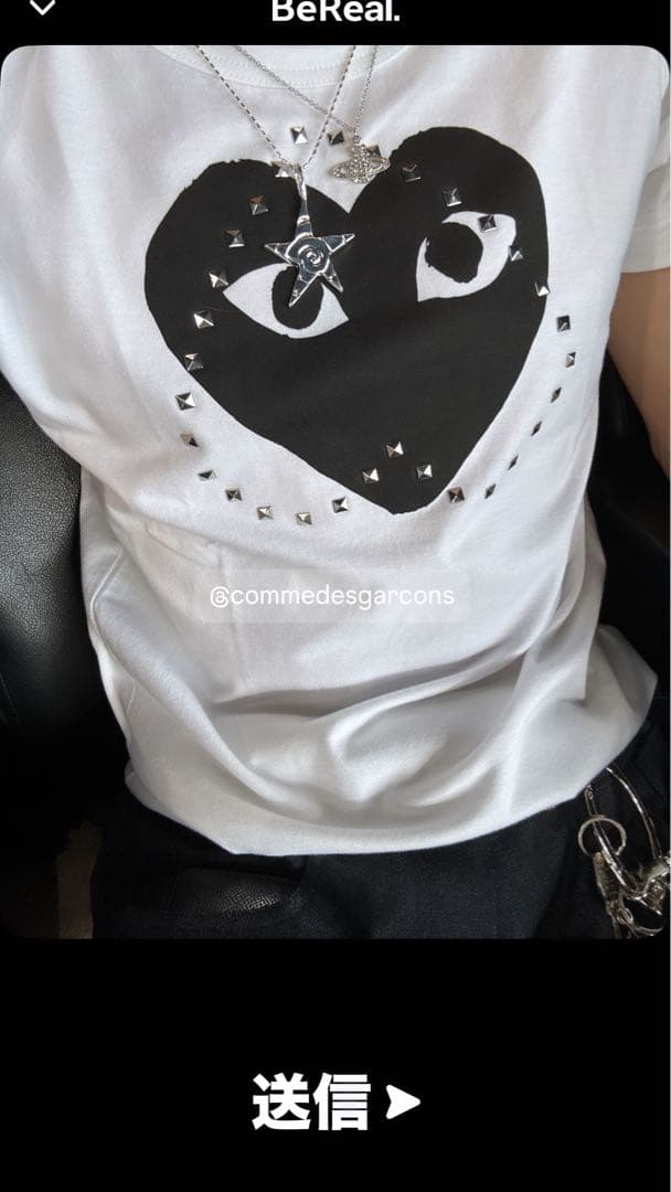 PLAY COMME des GARCONS スタッズ　ブラックハートTシャツ