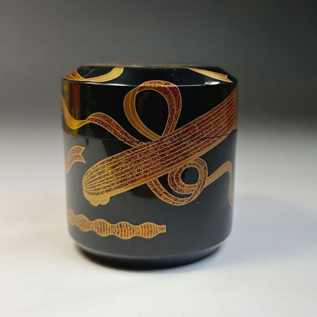 イ420 棗『漆専堂　岡本漆園作』『金梨地楽器蒔絵　棗　共箱』茶道具