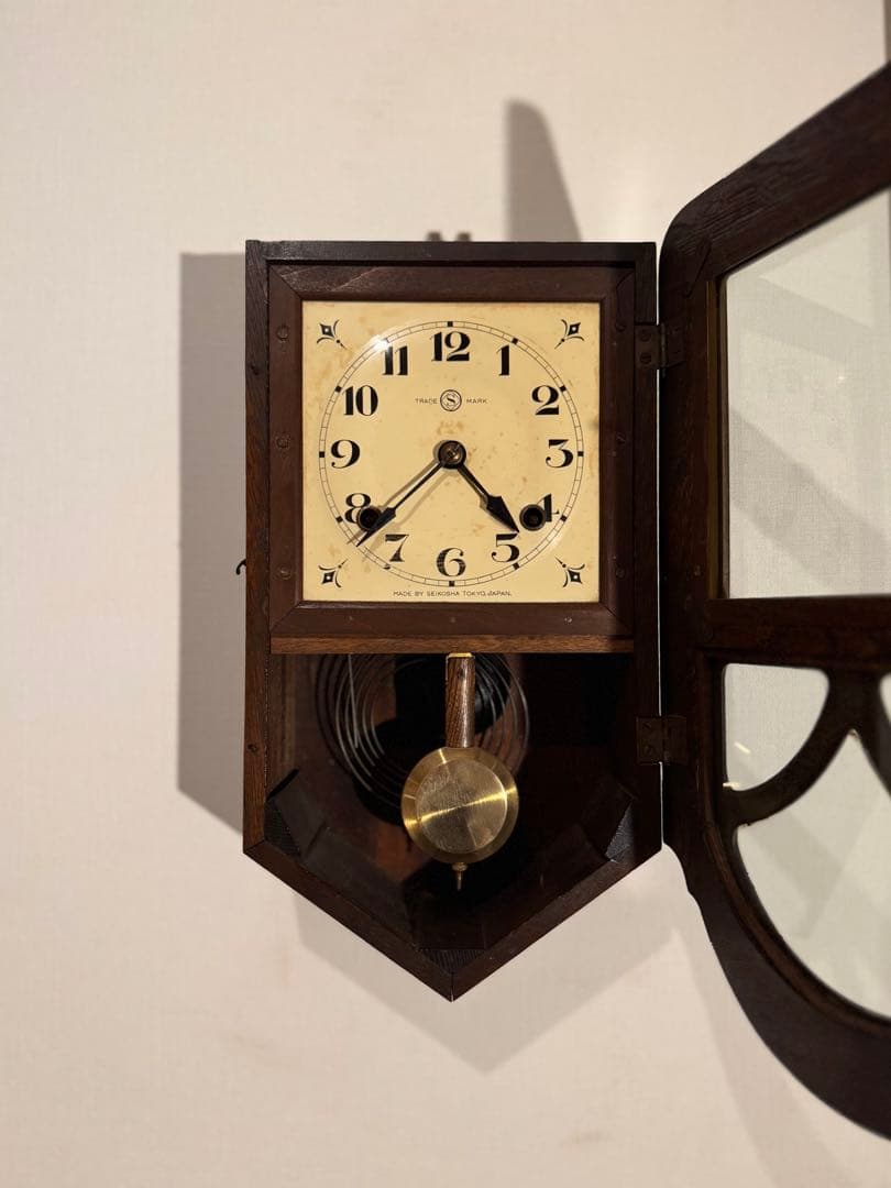 柱時計　完動品　美品　精工舎　スリゲル29號　昭和レトロ　ゼンマイ　ユンハンス