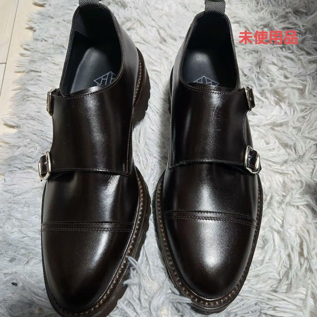 ダブルエイチ　wh ダブルモンクストラップ ダークブラウン