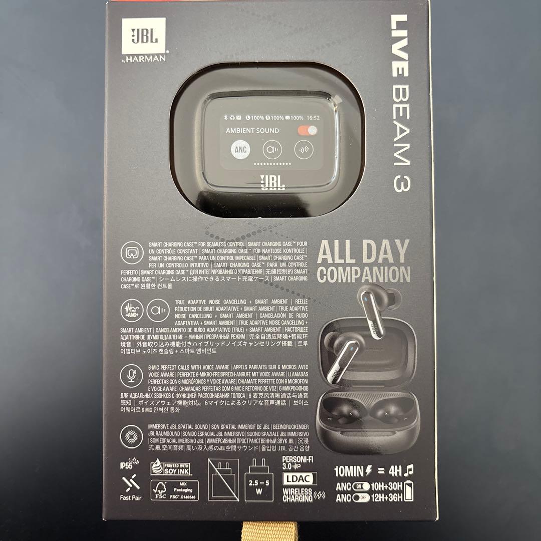 JBL LIVE BEAM 3 ワイヤレスイヤホン　ブラック