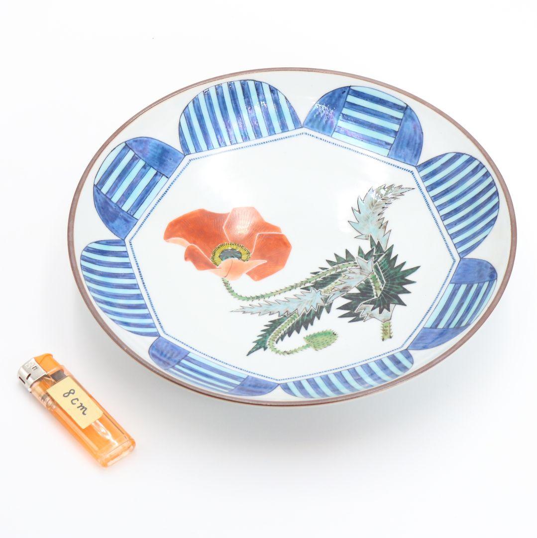 梶本太衛作 色絵芥子の図 飾皿 大皿 共箱　V188　1F14