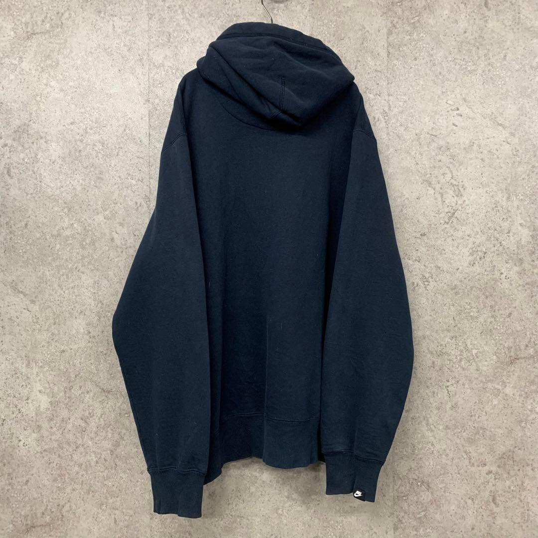【レア3XL☆US輸入】ナイキ スウッシュロゴ刺繍スウェットパーカー ネイビー