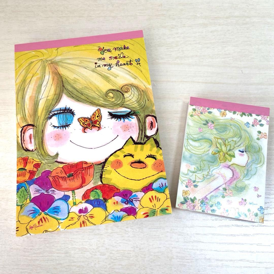 【新品】水森亜土　メモ帳、ミニメモ帳　2冊セット　平成レトロ