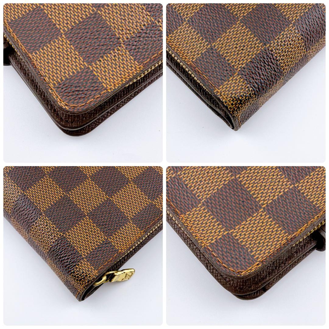 【美品】ルイヴィトン ダミエ コンパクトジップ エベヌ二つ折り財布