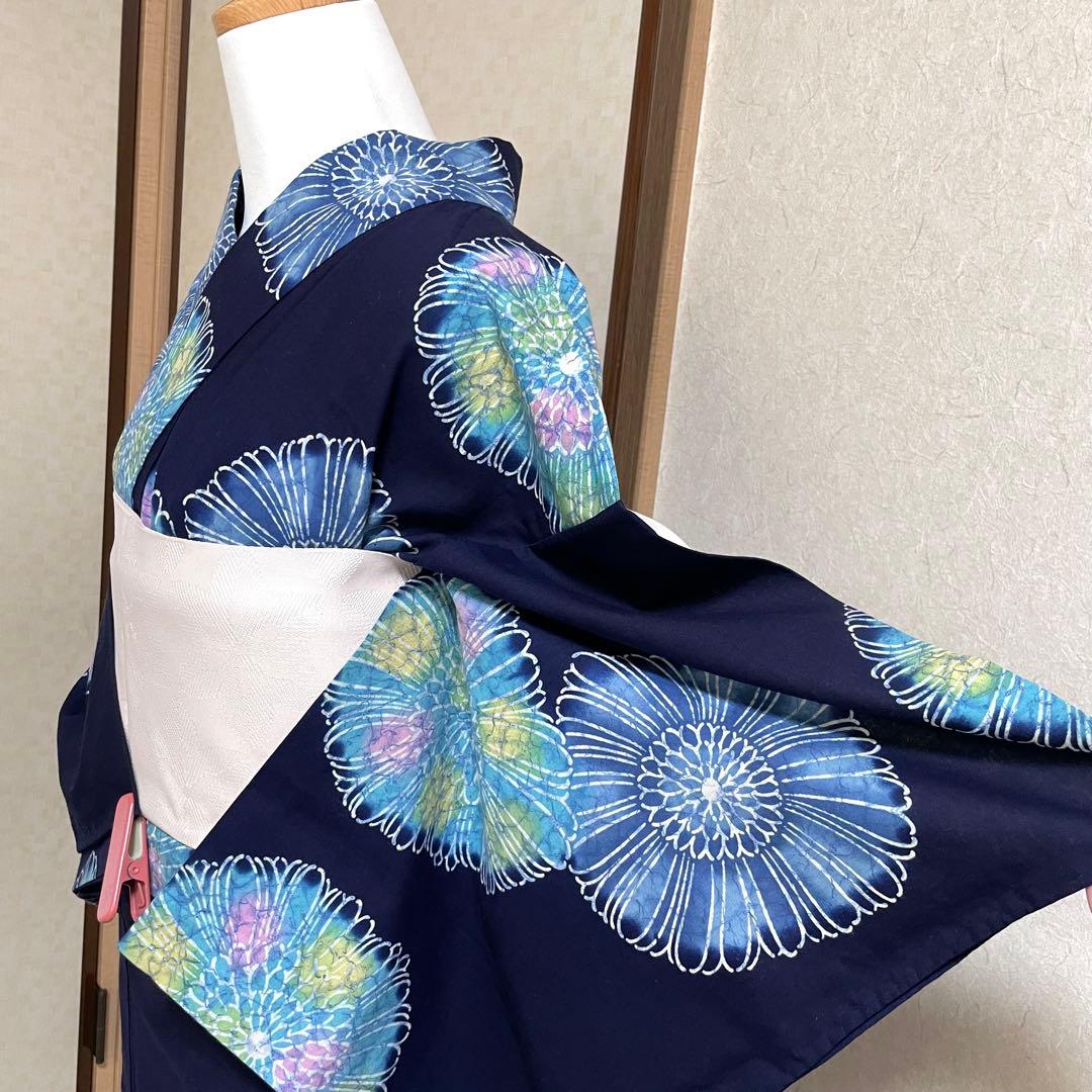 浴衣 単品 お祭り 花火大会 盆踊り 藍色 紺 大人 きもの 小紋