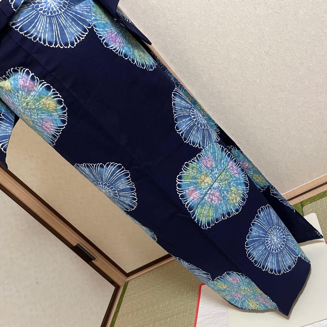 浴衣 単品 お祭り 花火大会 盆踊り 藍色 紺 大人 きもの 小紋