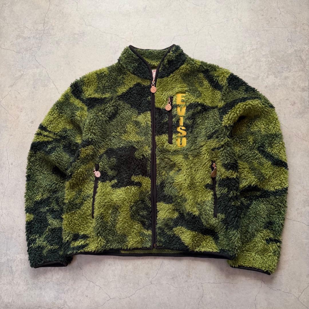 EVISU エヴィス ボアフリース ジャケット カモフラ柄 迷彩