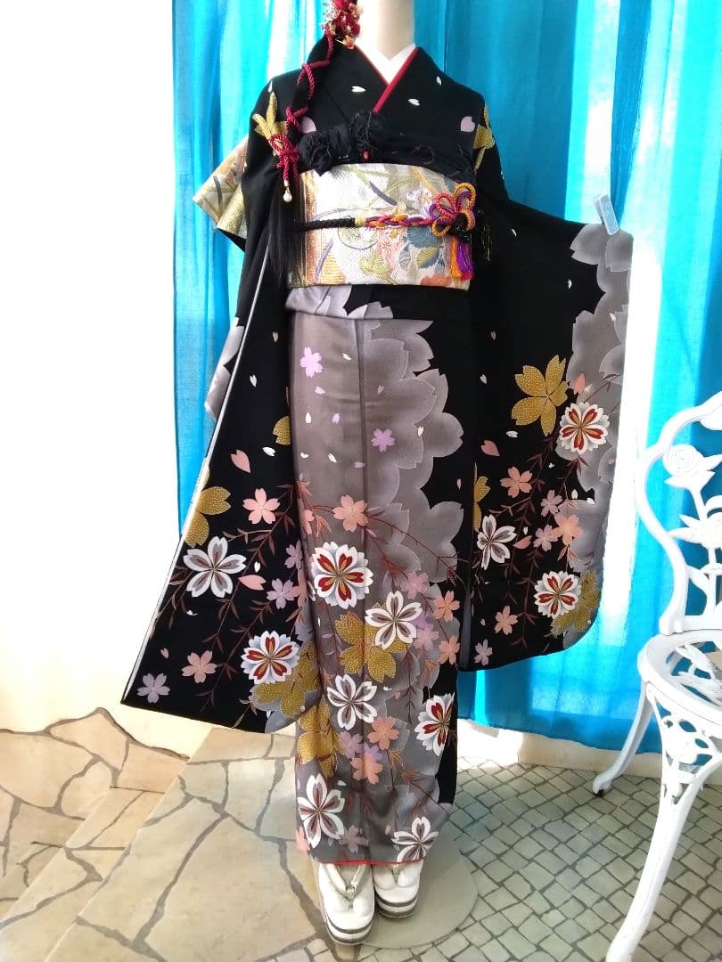 振袖フルセット、正絹振袖成人式、重ね衿帯揚げ帯締め、西陣袋帯、長襦袢