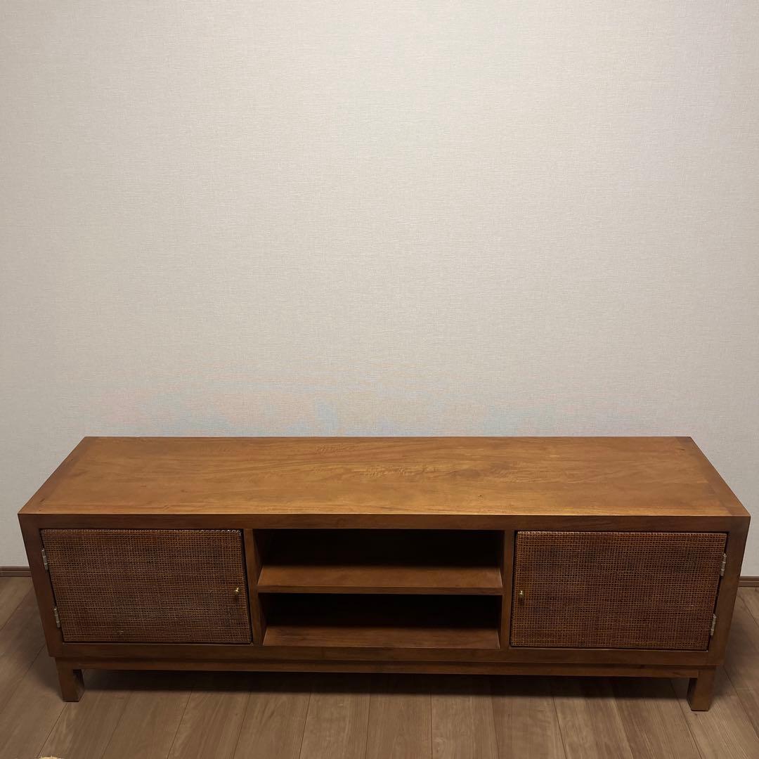 カユスタイル　木製ラタン扉付きテレビボード