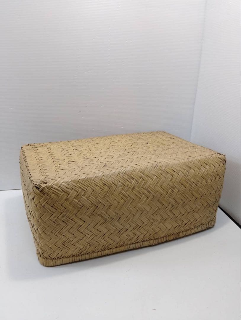 【大型】竹行李 網代編み 蓋付き 竹籠 収納バスケット 昭和レトロ 衣装籠