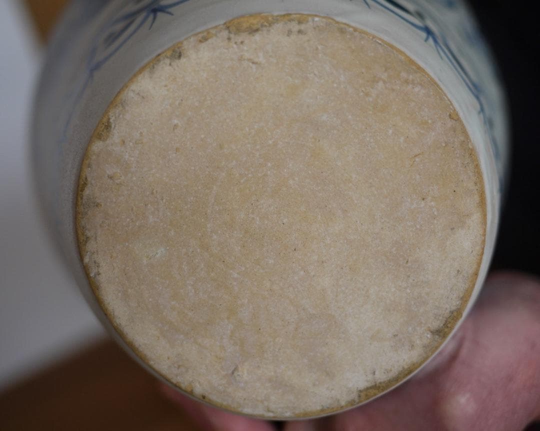 タラベラ焼　陶器花瓶　スペイン　デルフトブルー　マジョリカ　アラベスク花唐草