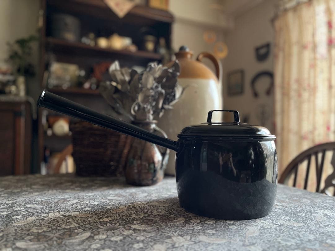 イギリス　アンティーク　JUDGE WARE ホーロー　ソースパン　鍋　エナメル