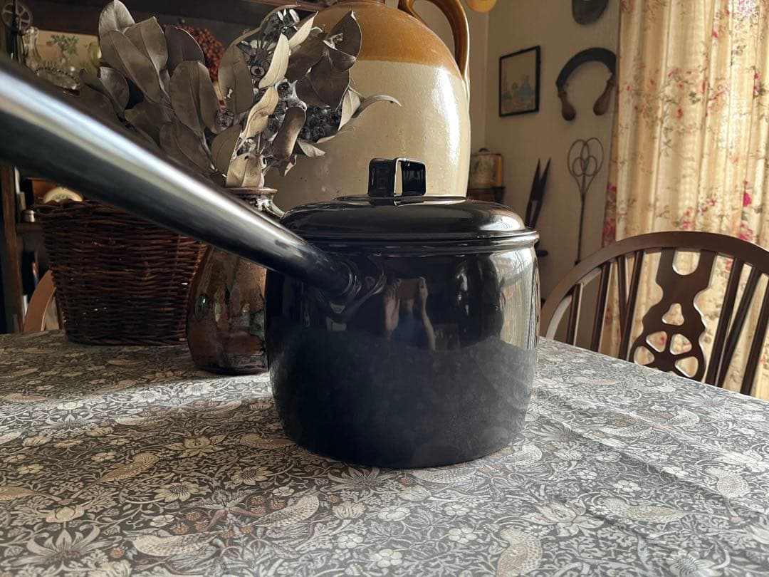 イギリス　アンティーク　JUDGE WARE ホーロー　ソースパン　鍋　エナメル