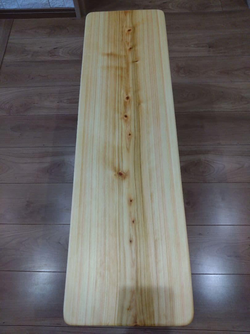 檜のベンチ(76・77)　あいこ❕丸太風の脚節無し座面をつるつる仕上げ