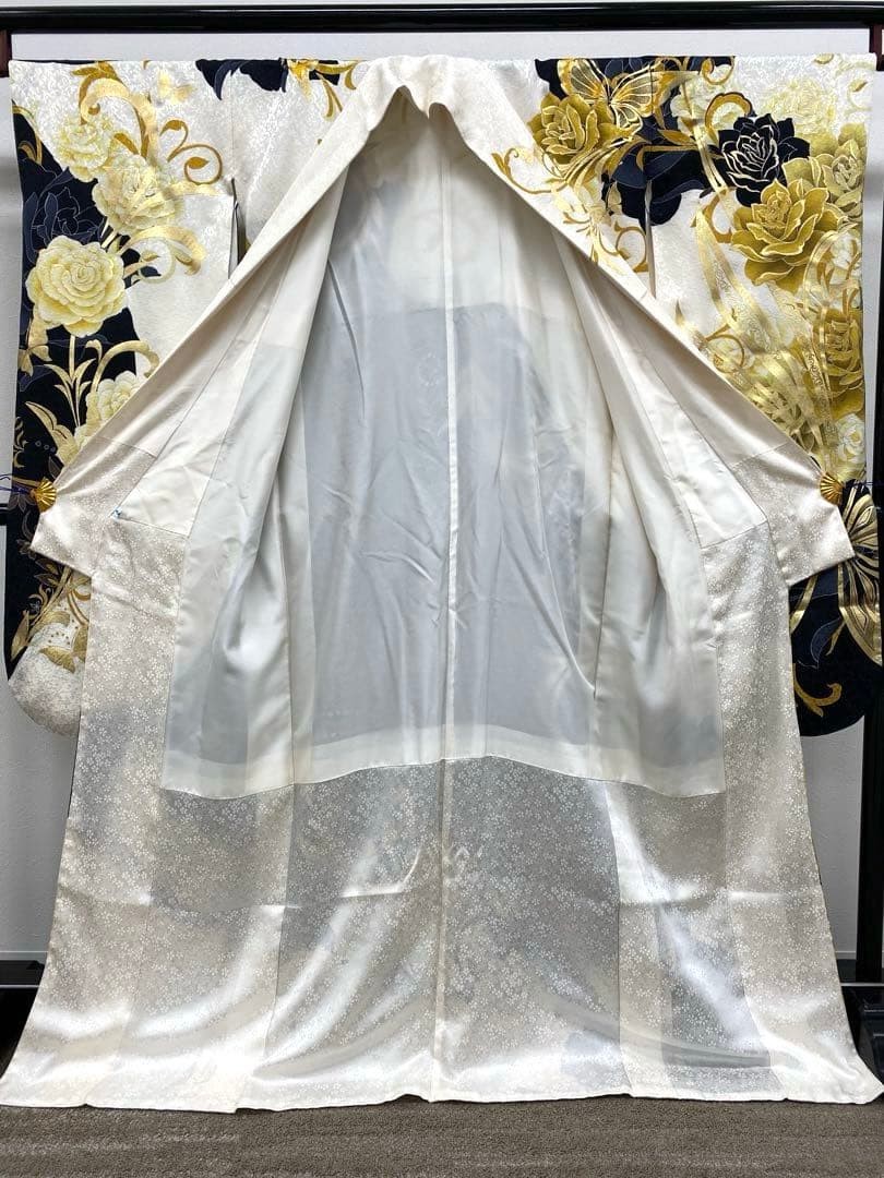 振袖 豪華 蝶 薔薇 金駒 金彩 銀通し身丈170cm 撥水加工済