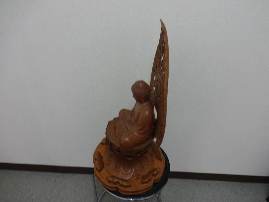 木彫り　阿弥陀如来座像　高さ約60㎝　古美術　中国美術　骨董　旧家蔵出し　置物