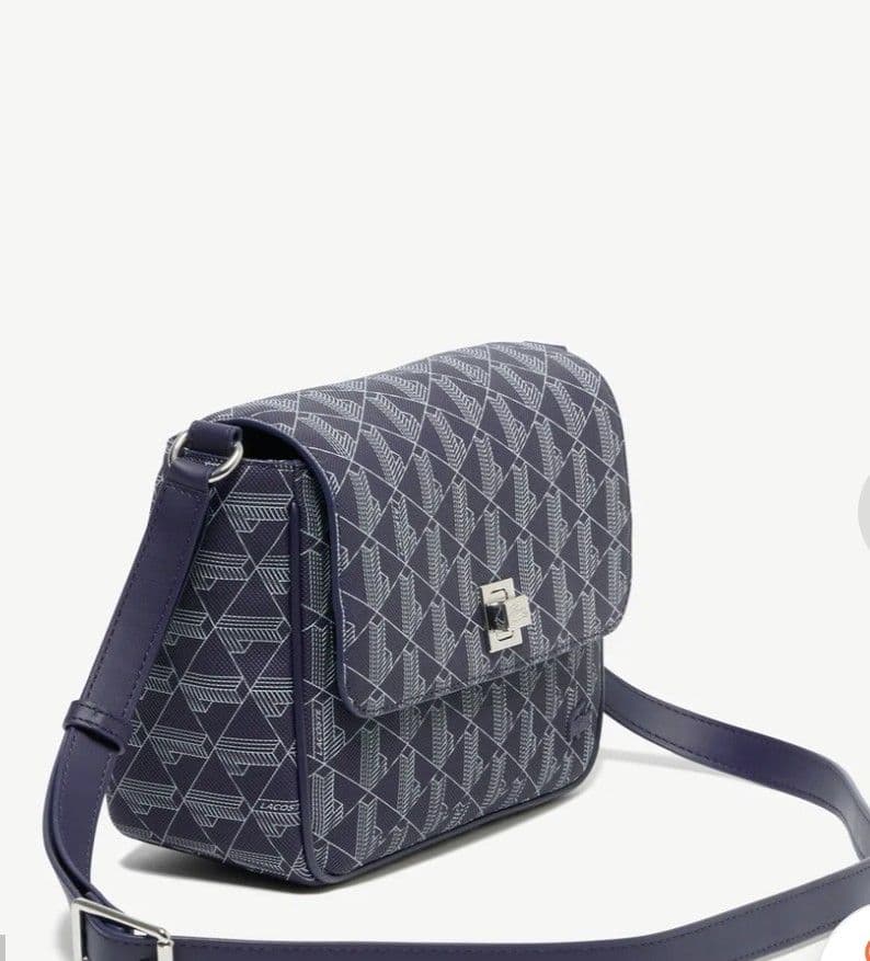 ラコステ ショルダーバッグ ネイビー モノグラム柄/使用回数少ない美品