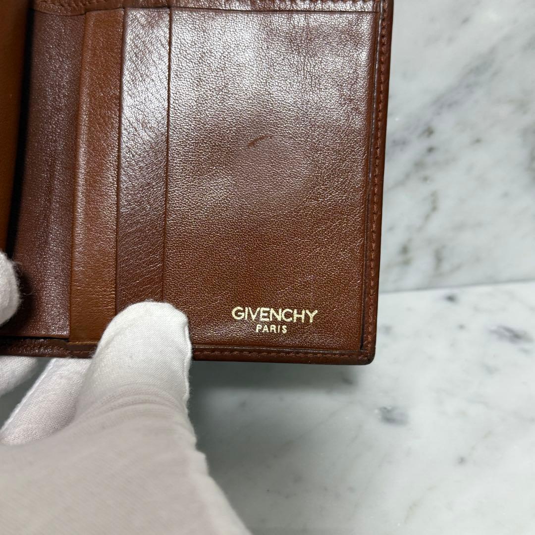 美品 GIVENCHY ジバンシー 二つ折り財布 本革 レザー ブラウン ロゴ