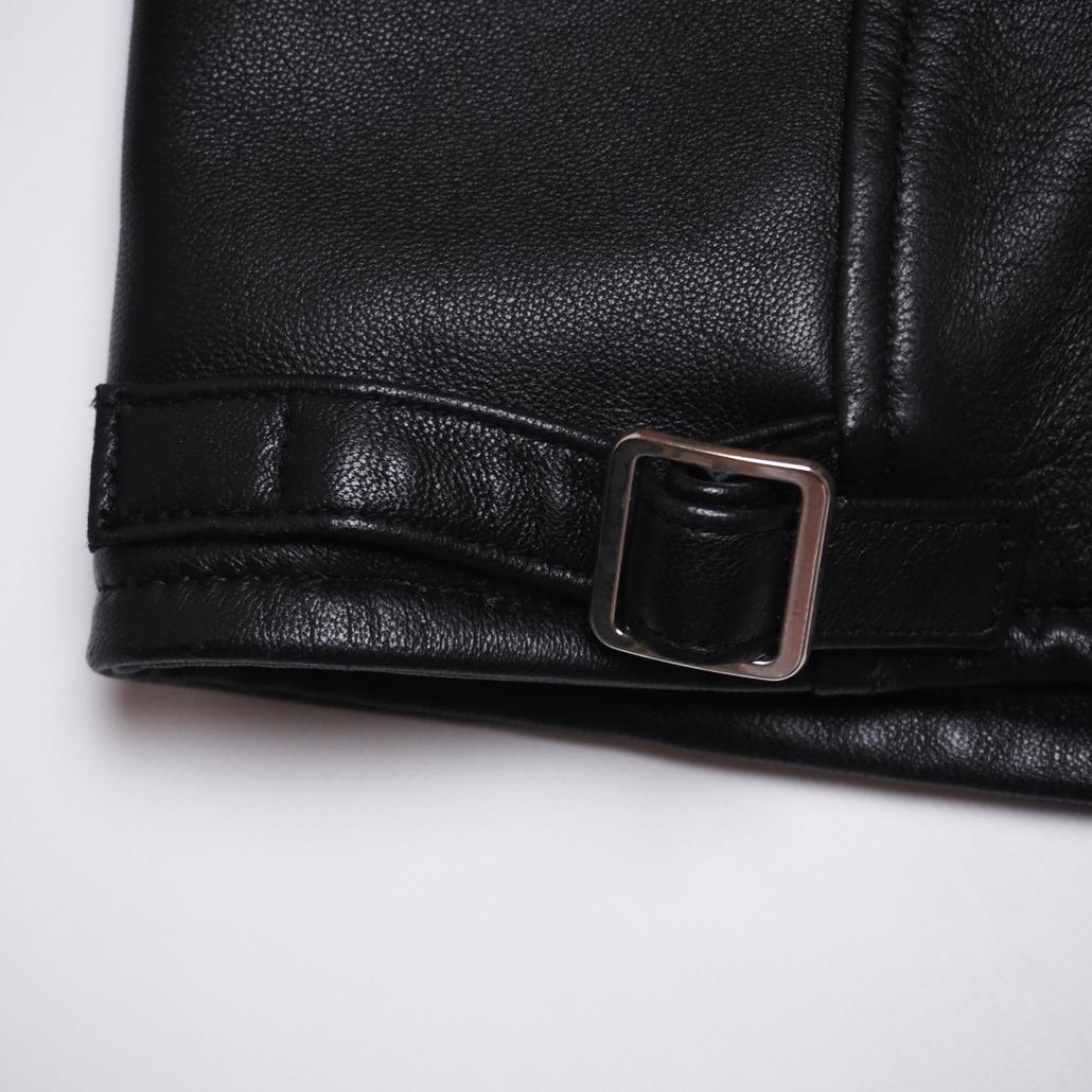 美品 Salt&Pepper ブラックラムレザージャケット 裏チェック Lサイズ