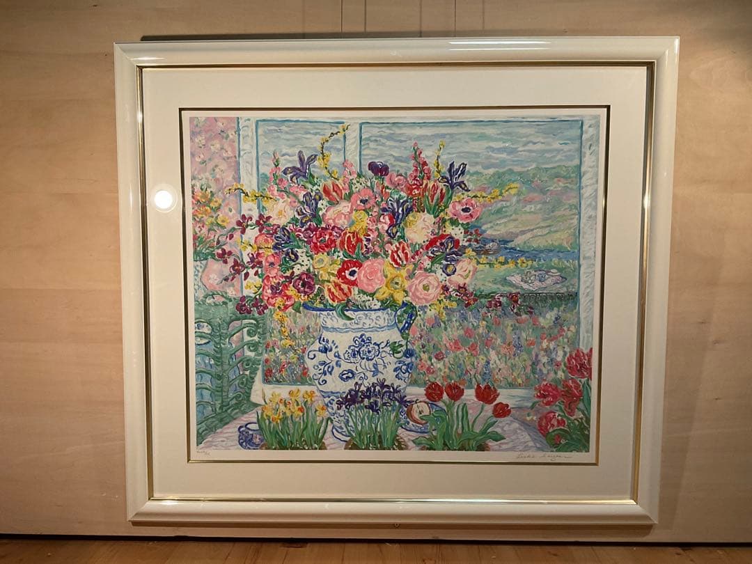 レスリー・セイヤー「グリーンウイッカーズチェア」シルクスクリーン　直筆サイン有り