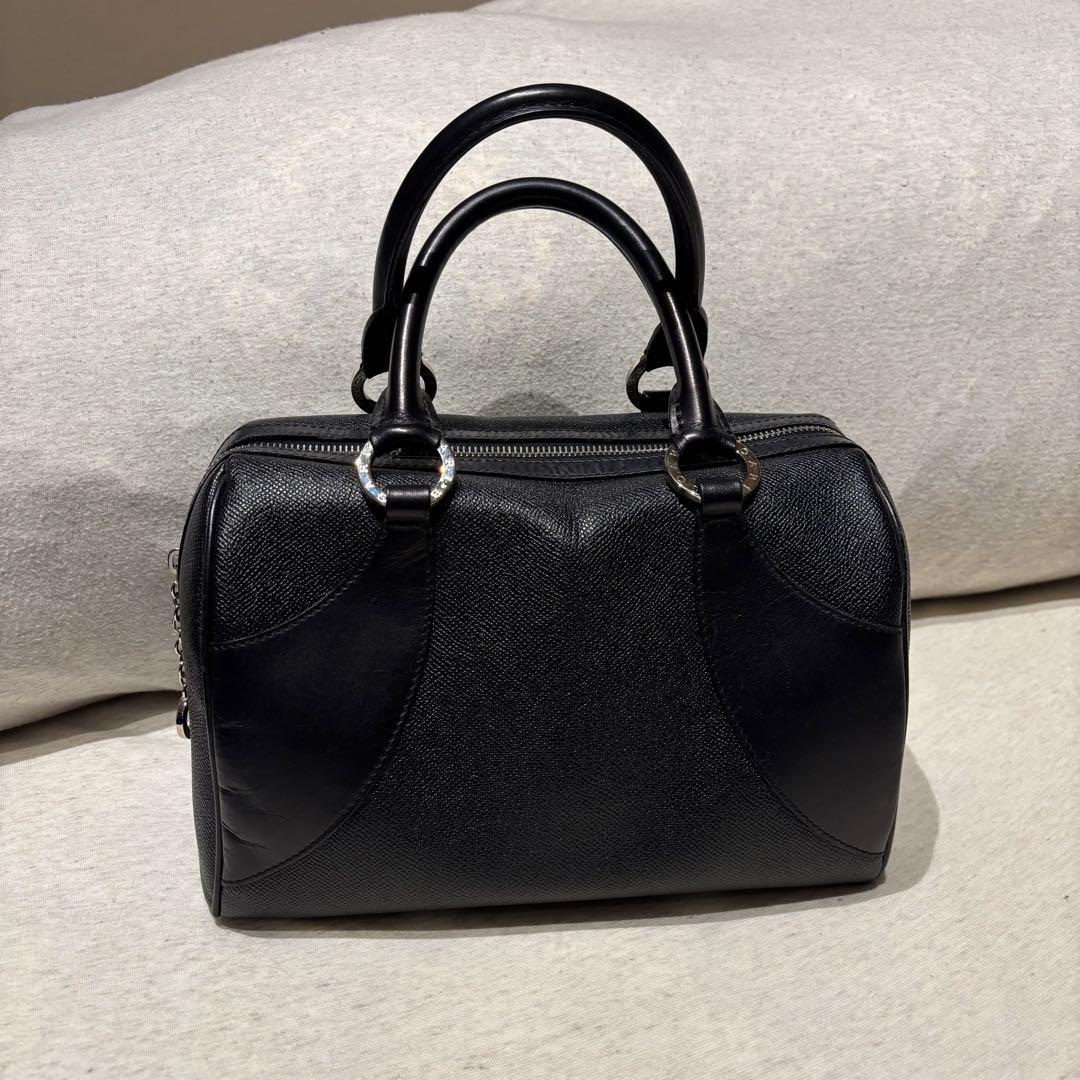 ブルガリ　ミニボストンバッグ　ハンドバッグ　ブラック　黒　ブルー　水色