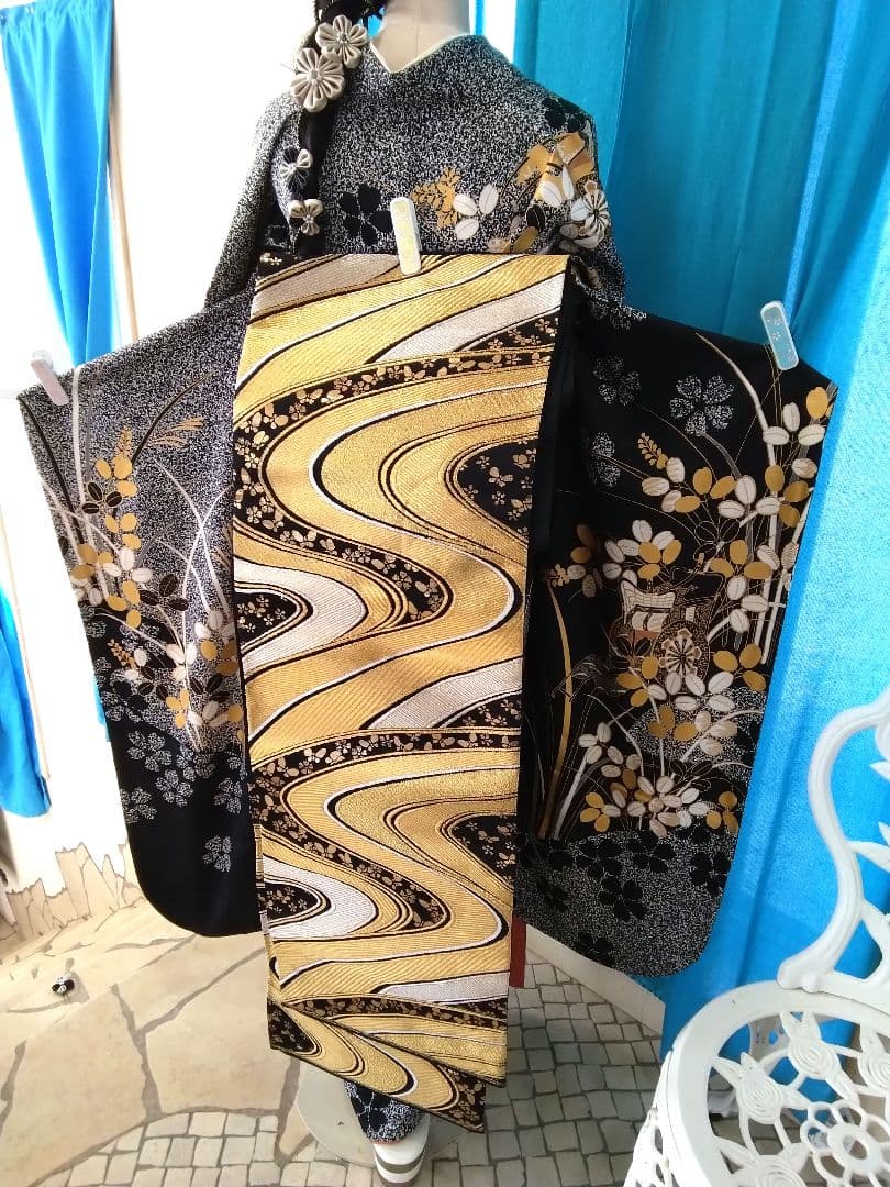 振袖フルセット、正絹振袖成人式、重ね衿、帯揚げ帯締め、西陣袋帯、襦袢、ガード加工