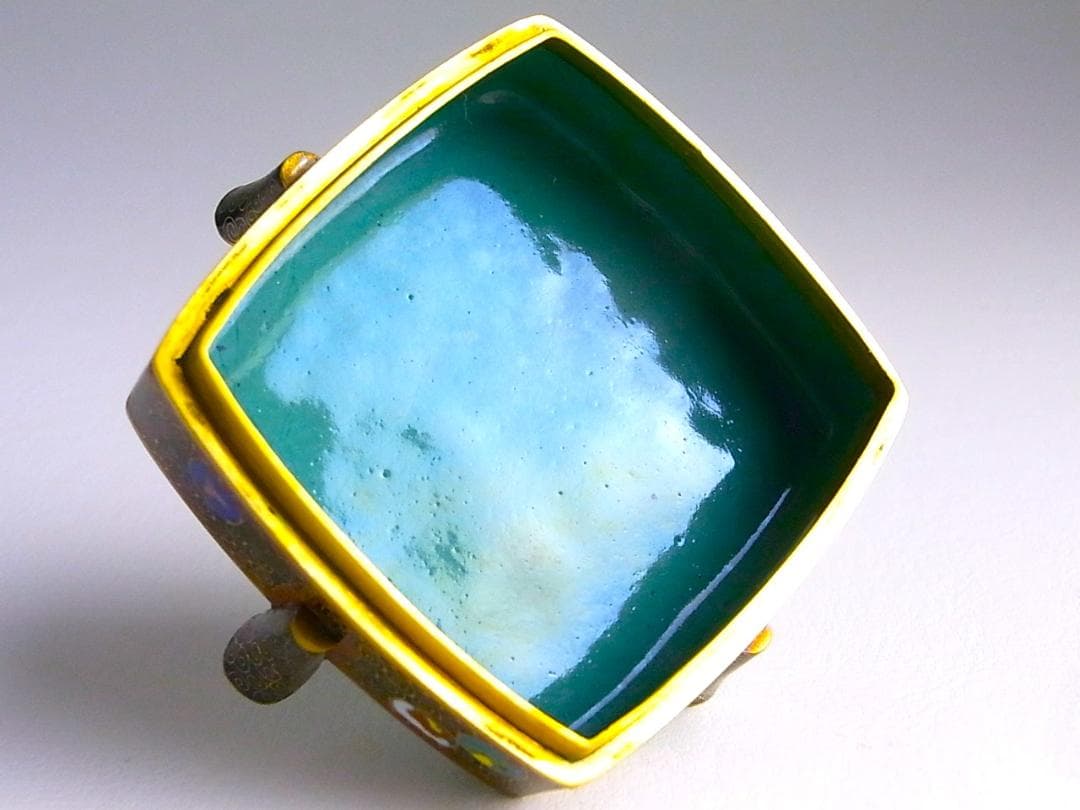 【 E456 】 美しき超名品　明治期尾張七宝上手作　黄銅線鳳凰文脚付き小物入れ