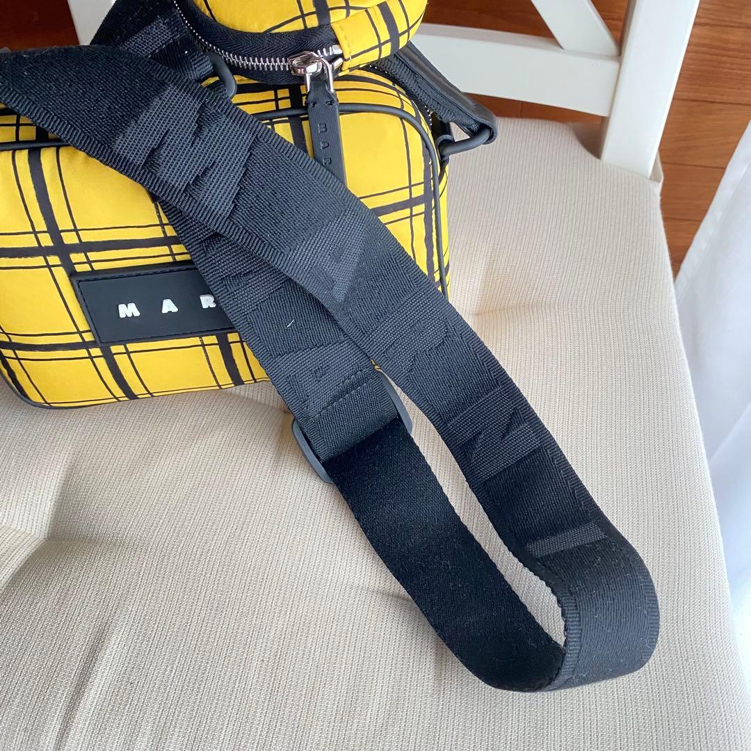 【MARNI】マルニ イエローチェック ナイロンパフ カメラバッグ ショルダー