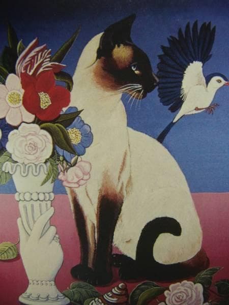 送料無料、希少画集画、高級新品額・額装付、猫 ネコ ねこ cat、油彩画 動物画
